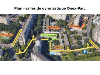 Plan situation salle de gymnastique Onex-Parc